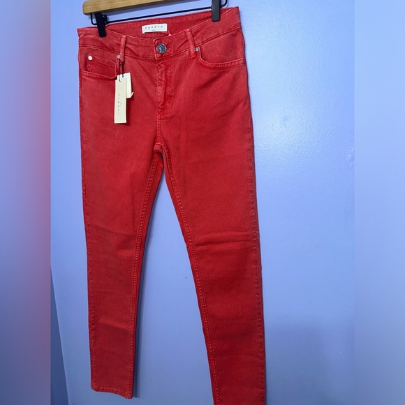 Sandro Red Mid Rise Skinny Jeans NWT‎ Size 38 (US 6) - Picture 1 of 6